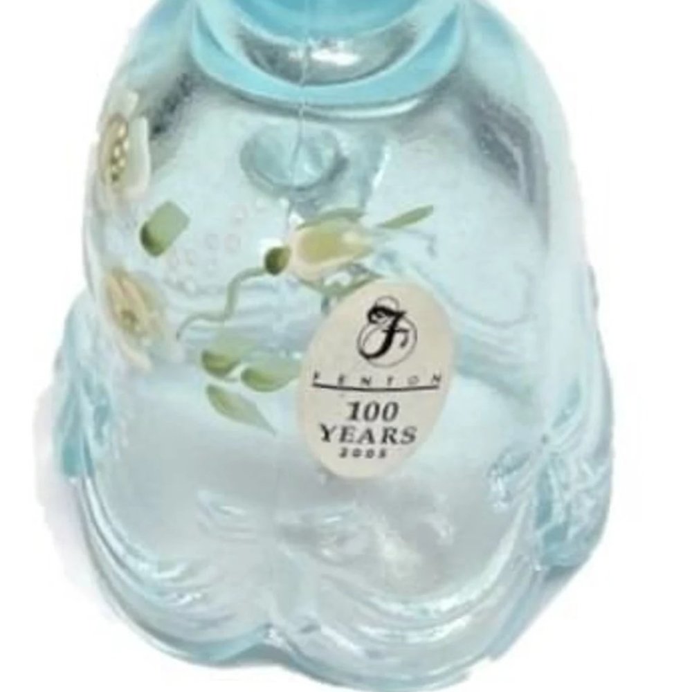 Fenton Glass Blue Hand-painted Bell with Flowers, 100 Years! - Picture 3 of 10